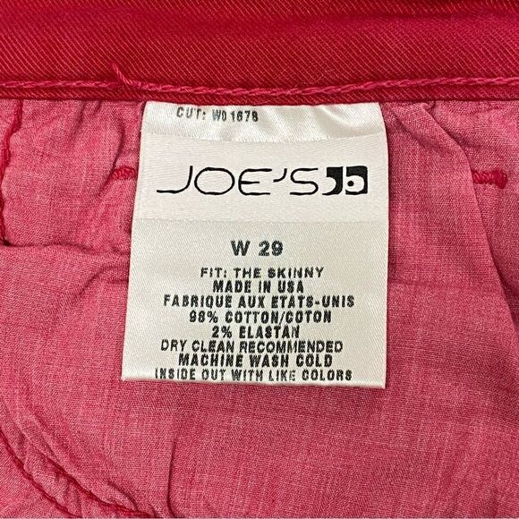 JOE'S JEANS "The Icon" Hot Pink Mid-Rise Skinny Jeans - Long - Size 29 - Picture 8 of 10